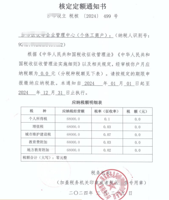 上海金山個體雙定戶定期定額核定征收新政策